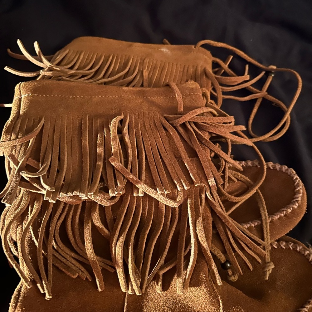 Fringed Suede Moccasin Boots